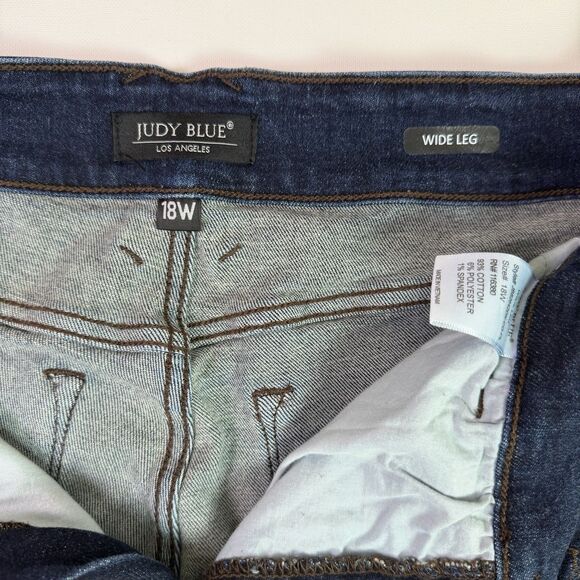 Judy Blue Wide Leg High Rise Jeans Women's 18W Dark Wash Double Button JB82642 - Picture 10 of 16